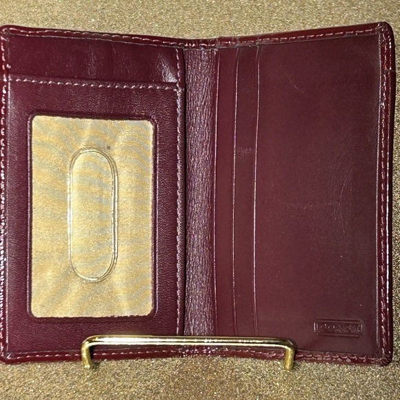 Coach Card Holder - Burgundy and Gold 4.5” x 3” EUC Like New - Picture 4 of 9